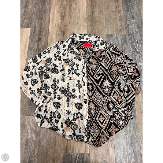Blouse Long Sleeve By Charlie B In Black & Cream, Size: L