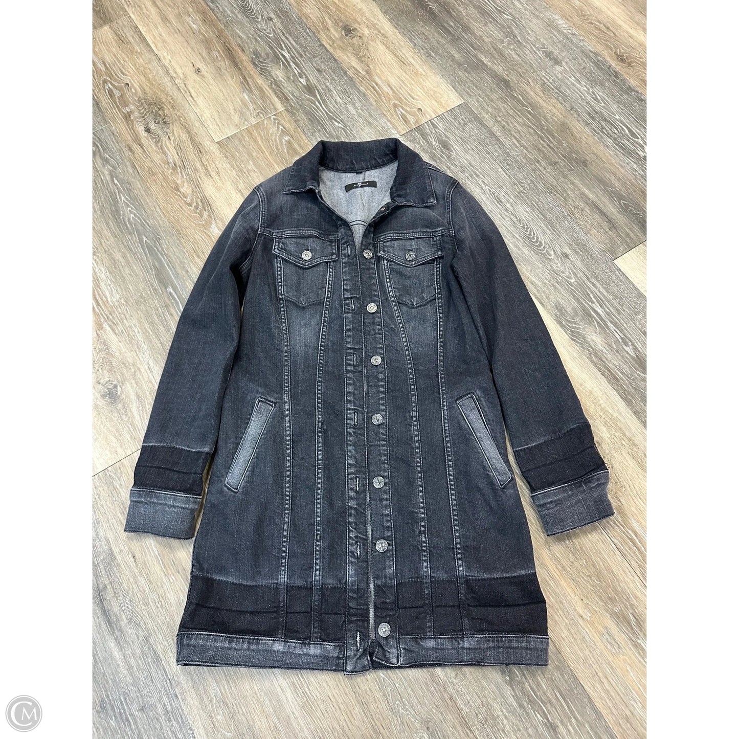 Jacket Denim By 7 For All Mankind In Black Denim, Size: S