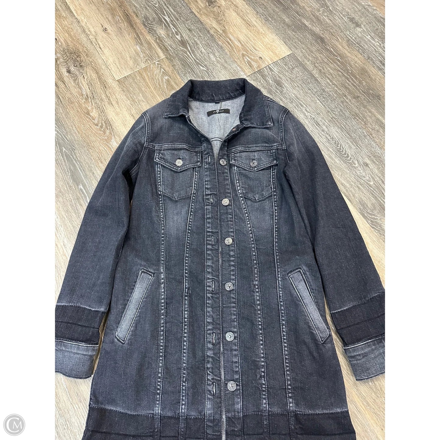 Jacket Denim By 7 For All Mankind In Black Denim, Size: S