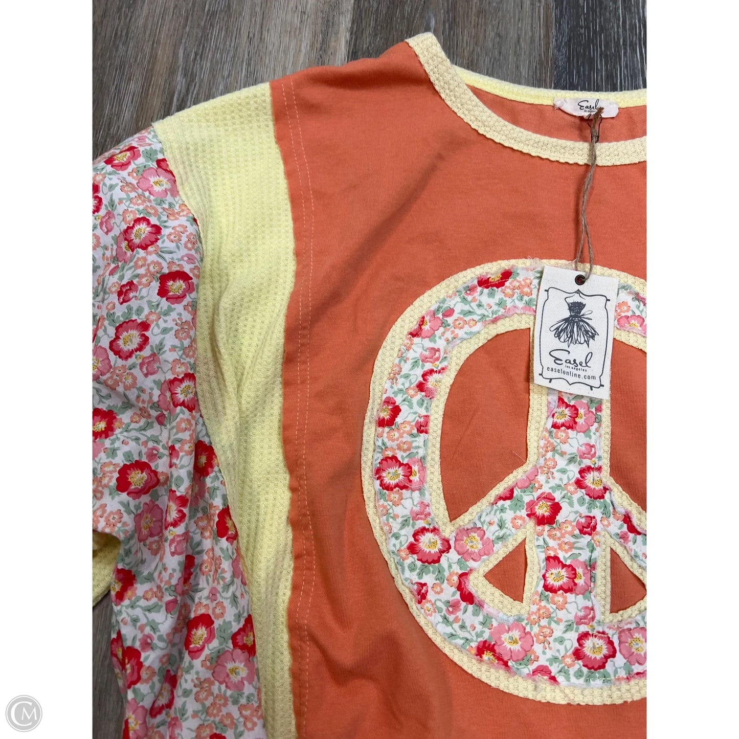 Top Short Sleeve By Easel In Peach, Size: M