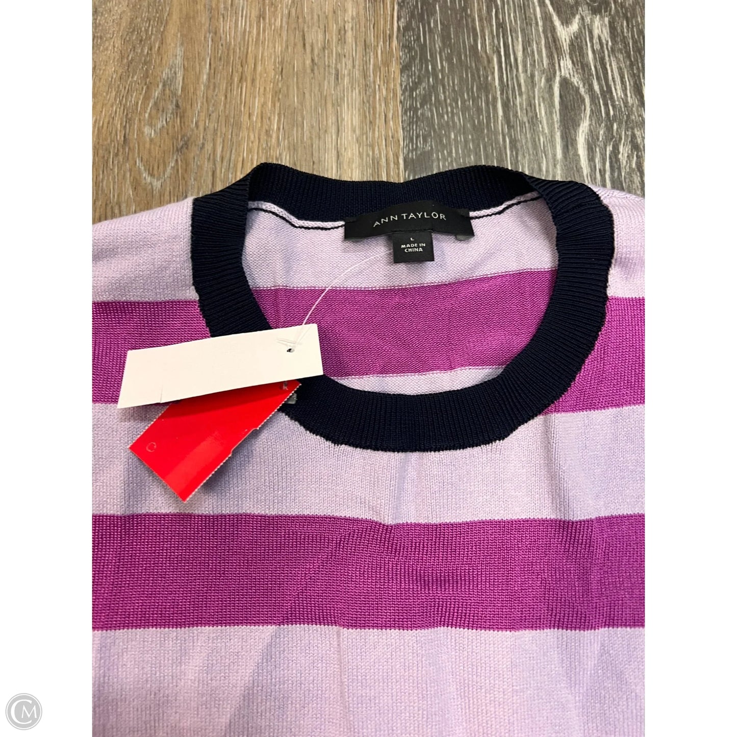 Sweater Short Sleeve By Ann Taylor In Purple, Size: L