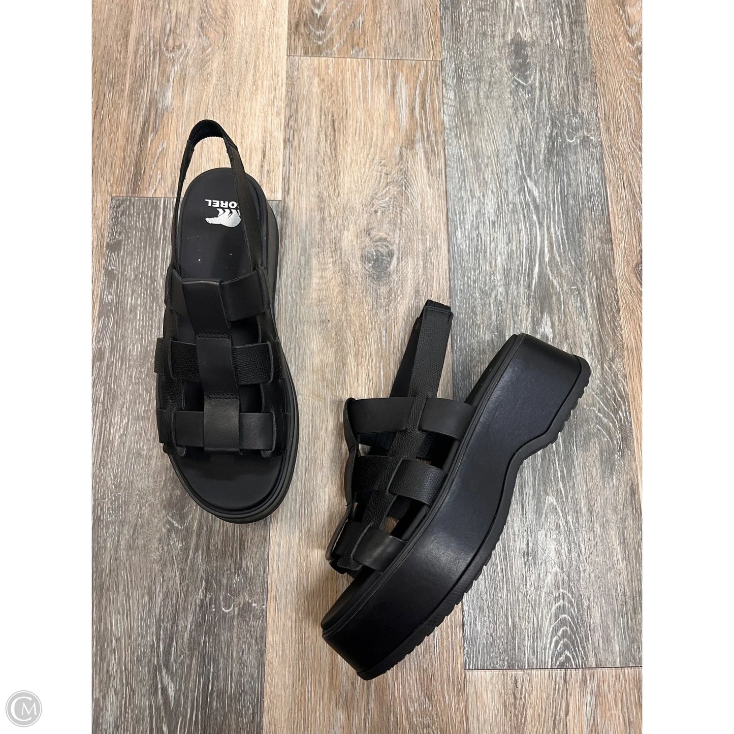 -Sandals Heels Platform By Sorel In Black, Size: 9.5