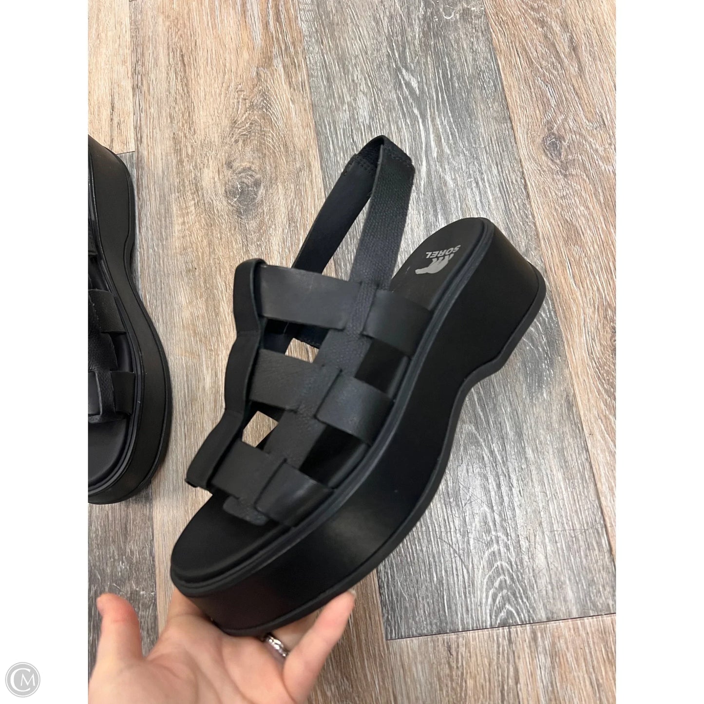 -Sandals Heels Platform By Sorel In Black, Size: 9.5