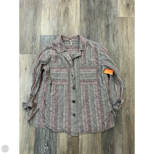 Blouse Long Sleeve By Free People In Grey & Pink, Size: S