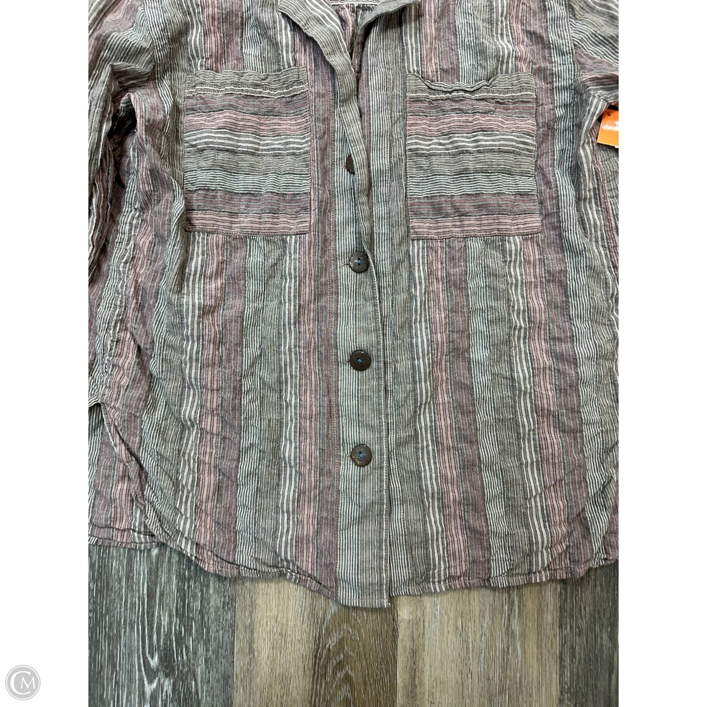 Blouse Long Sleeve By Free People In Grey & Pink, Size: S