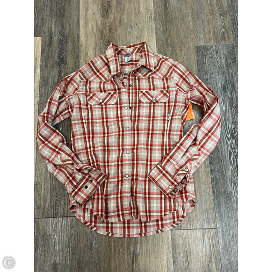Blouse Long Sleeve By Stio In Plaid Pattern, Size: S