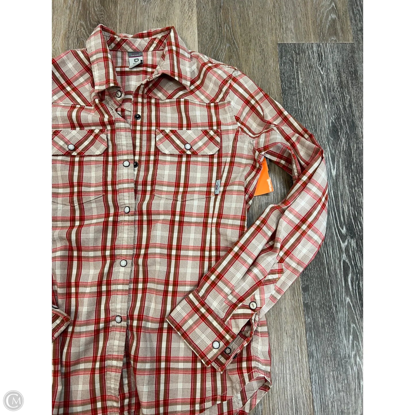Blouse Long Sleeve By Stio In Plaid Pattern, Size: S