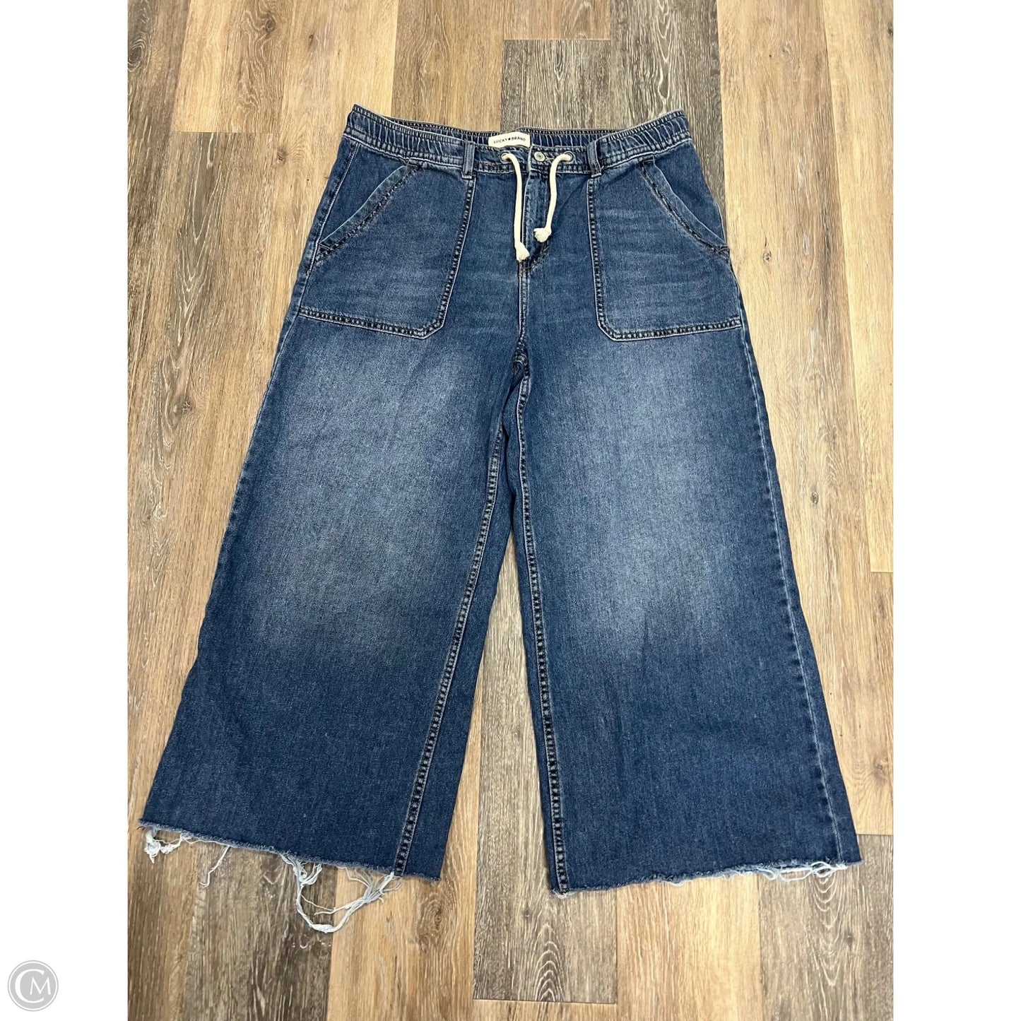 Jeans Wide Leg By Lucky Brand In Blue Denim, Size: L