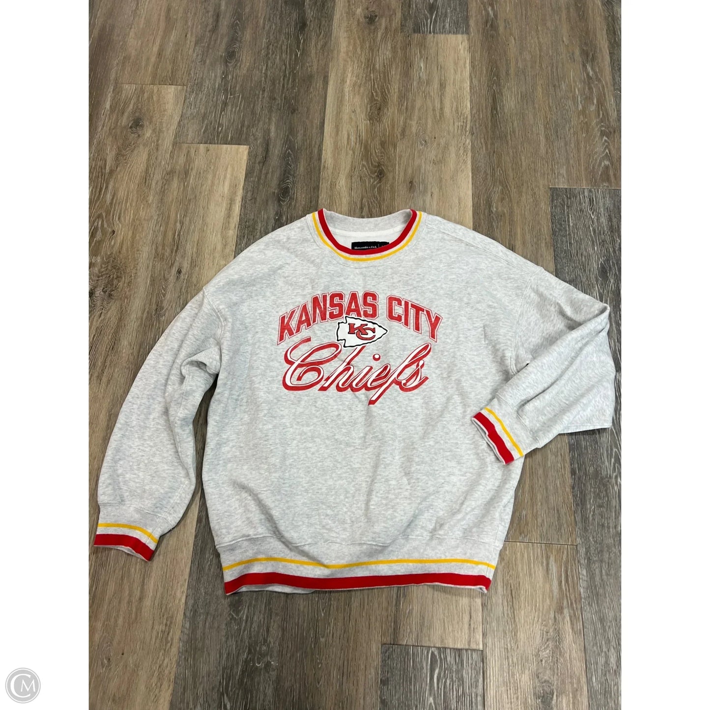 Athletic Sweatshirt Crewneck By Abercrombie And Fitch In Grey, Size: S