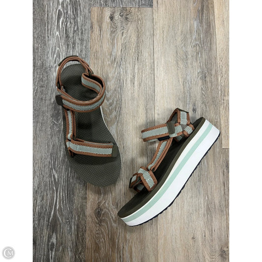 Sandals Heels Platform By Teva In Green, Size: 8