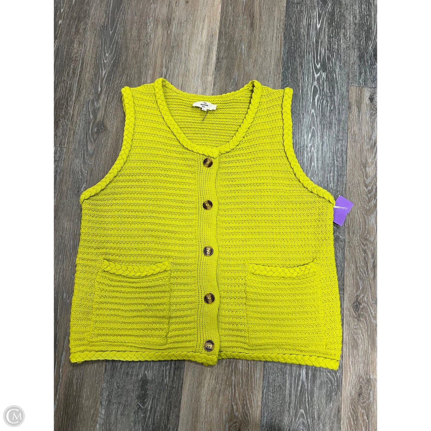 Vest Sweater By Entro In Green, Size: L