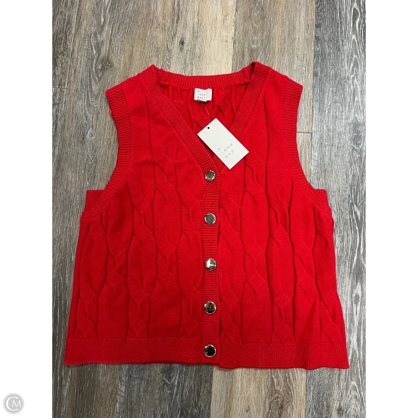 Vest Sweater By A New Day In Red, Size: L