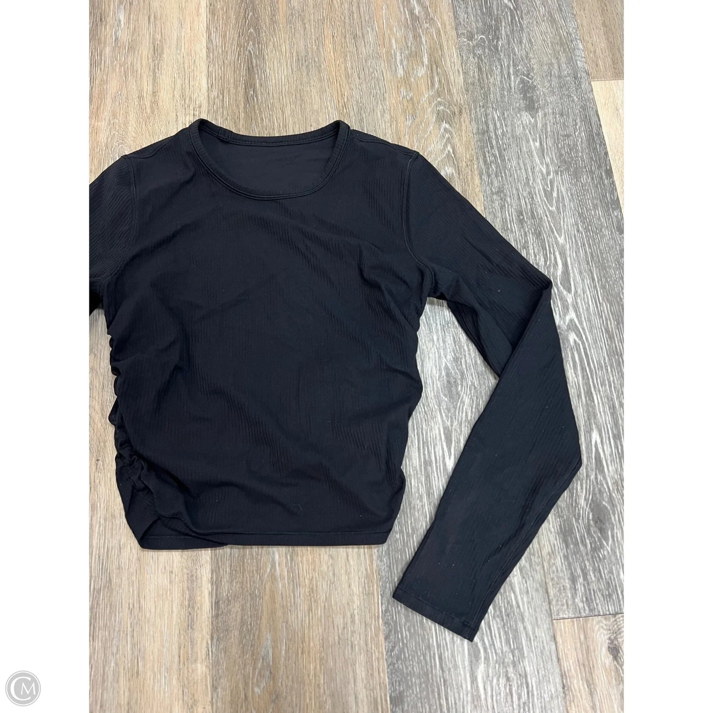 -Athletic Top Long Sleeve Crewneck By Lululemon In Black, Size: S