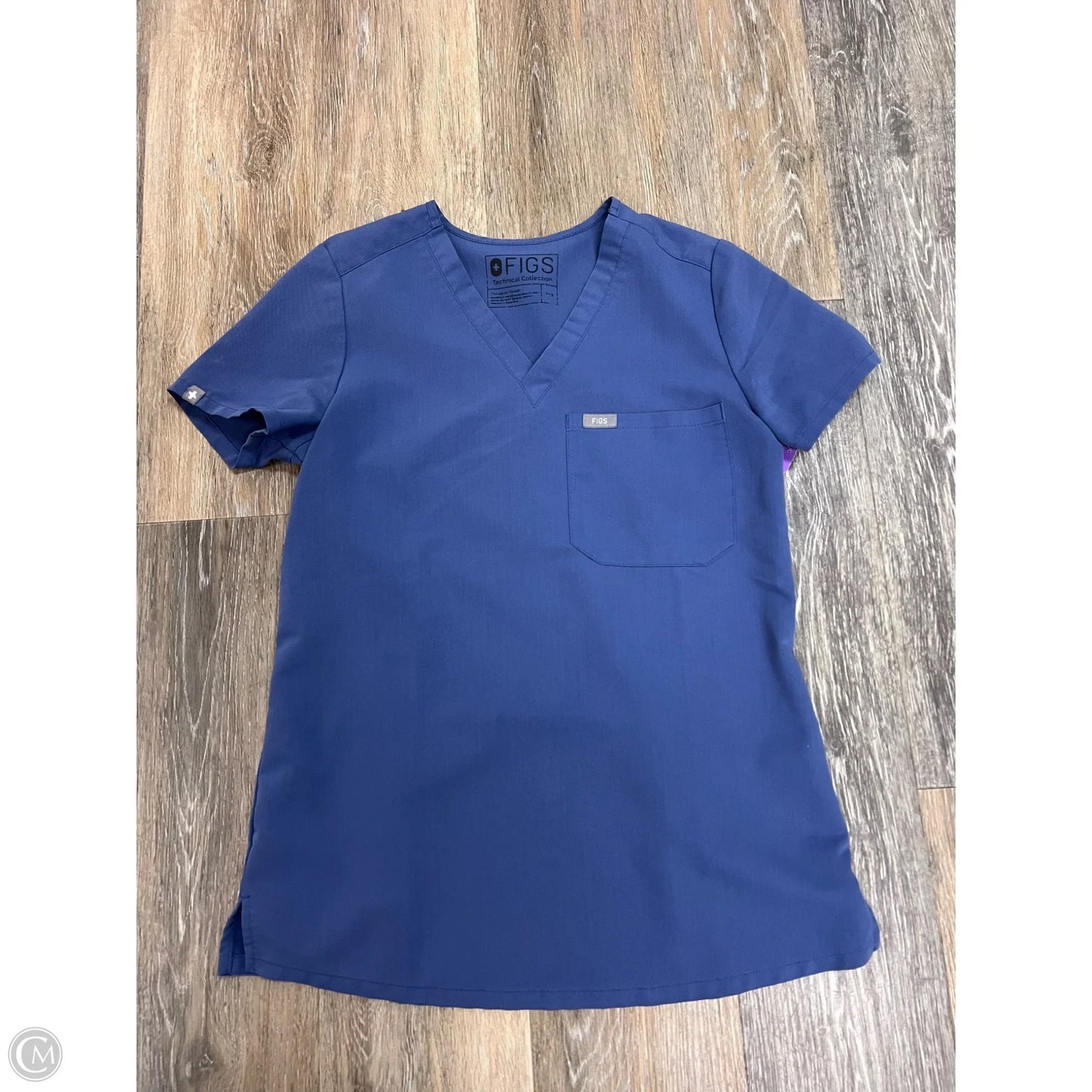 Scrub Top Short Sleeve By Figs In Blue, Size: Xs