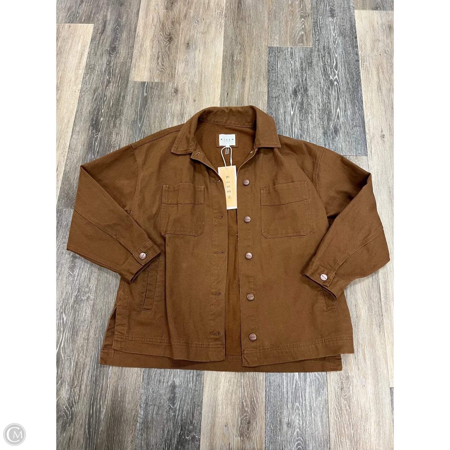 Jacket Denim By Risen In Brown Denim, Size: S