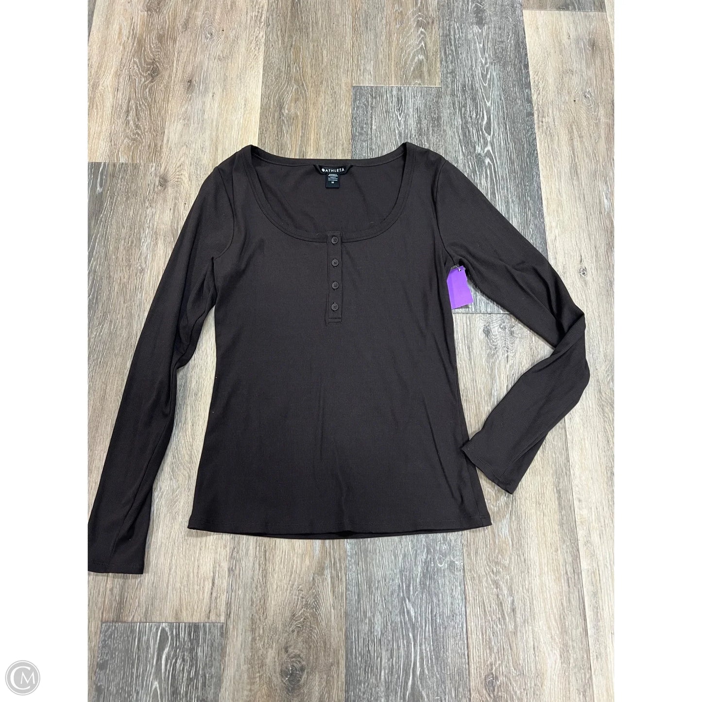 Top Long Sleeve By Athleta In Brown, Size: M