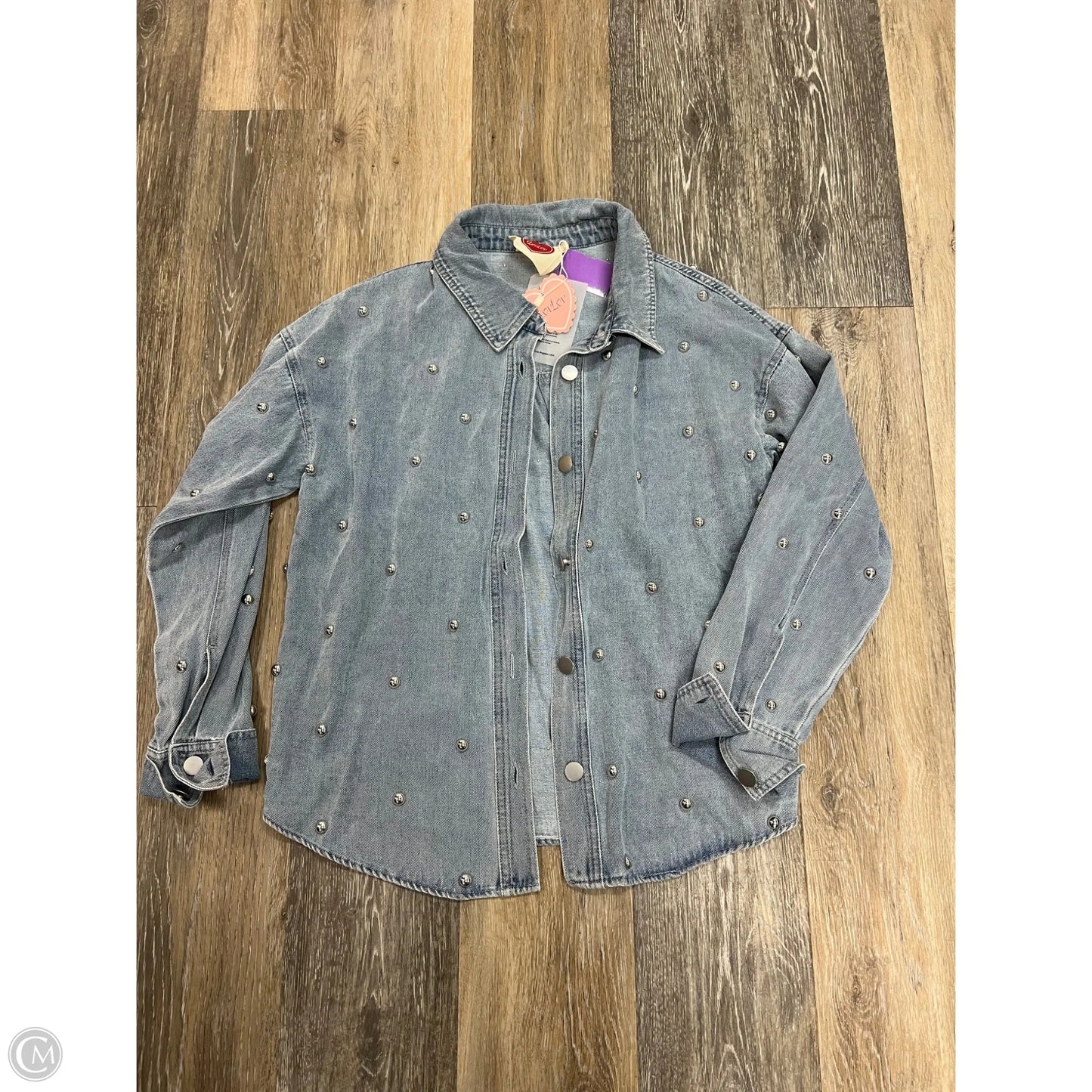 Blouse Long Sleeve By Lov Lov  In Blue Denim, Size: S