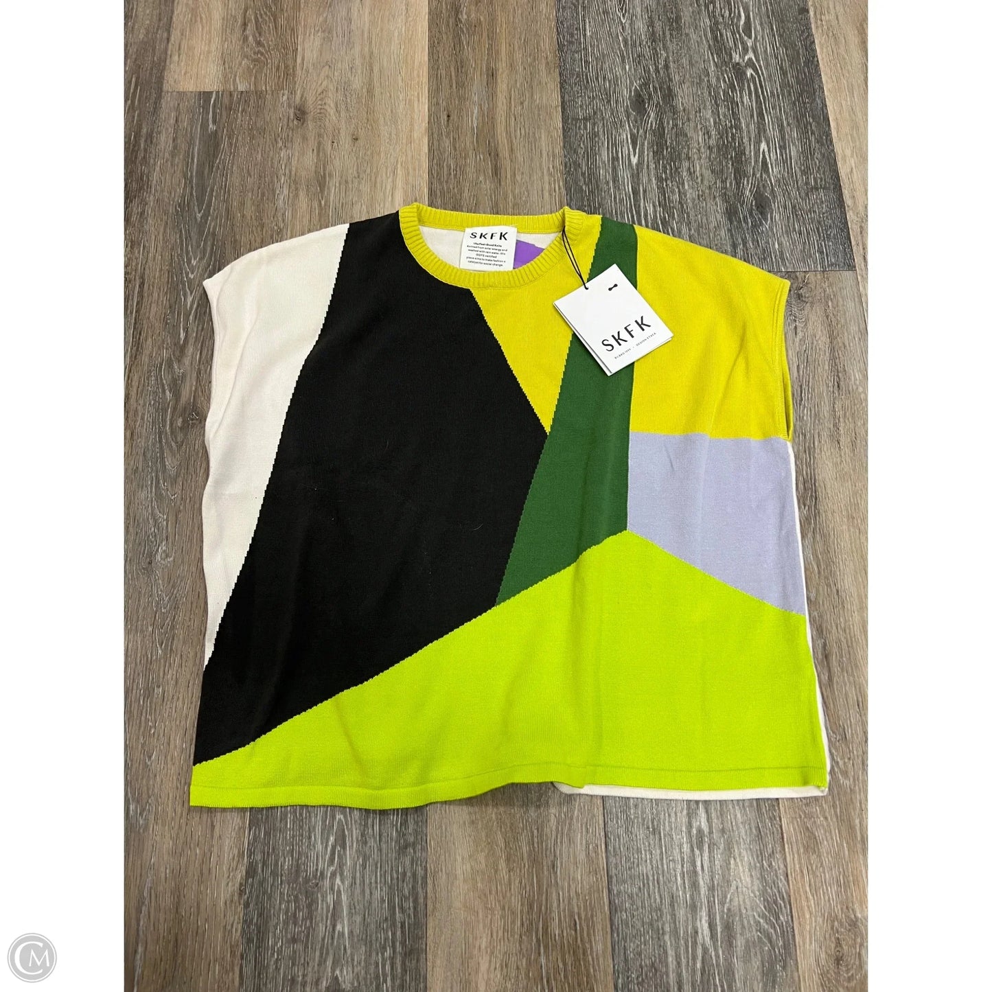 Sweater Short Sleeve By SKFK In Green & White, Size: M