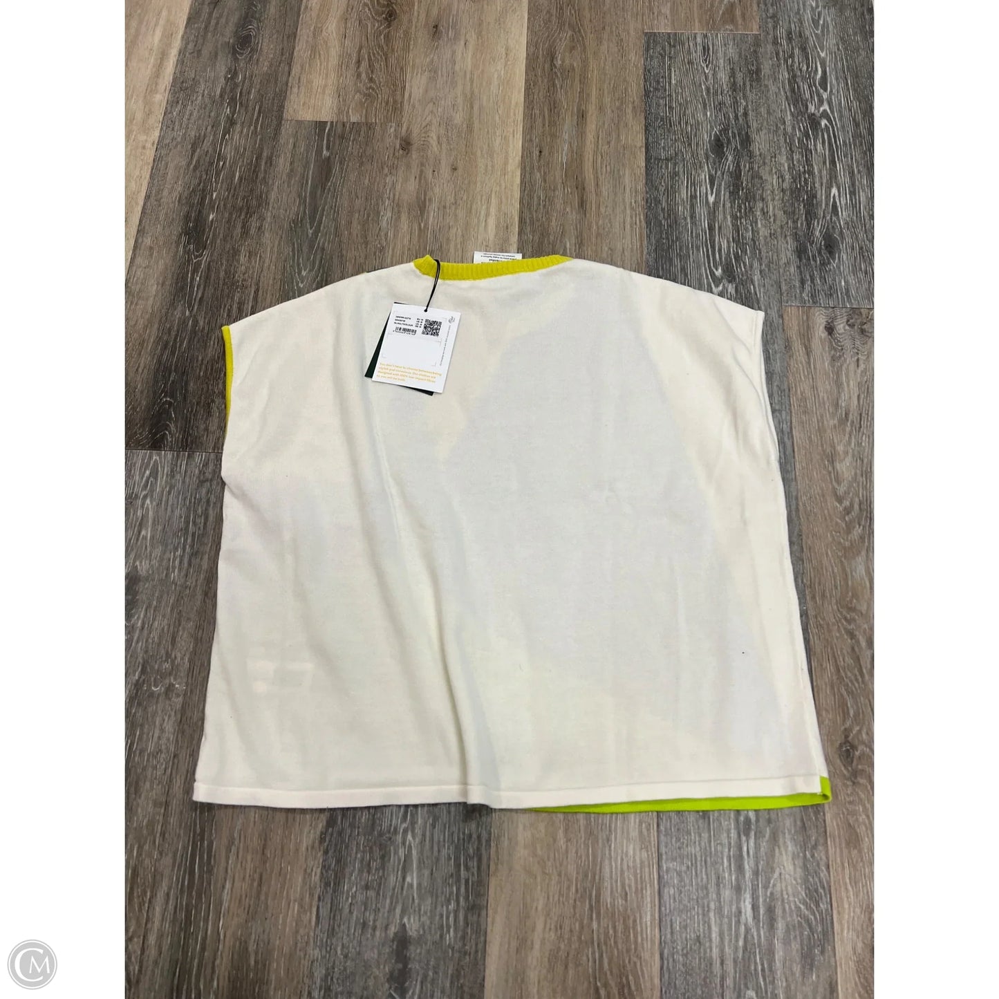 Sweater Short Sleeve By SKFK In Green & White, Size: M