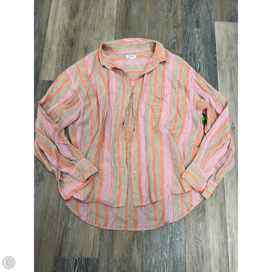 Blouse Long Sleeve By Z Supply In Orange & Pink, Size: L