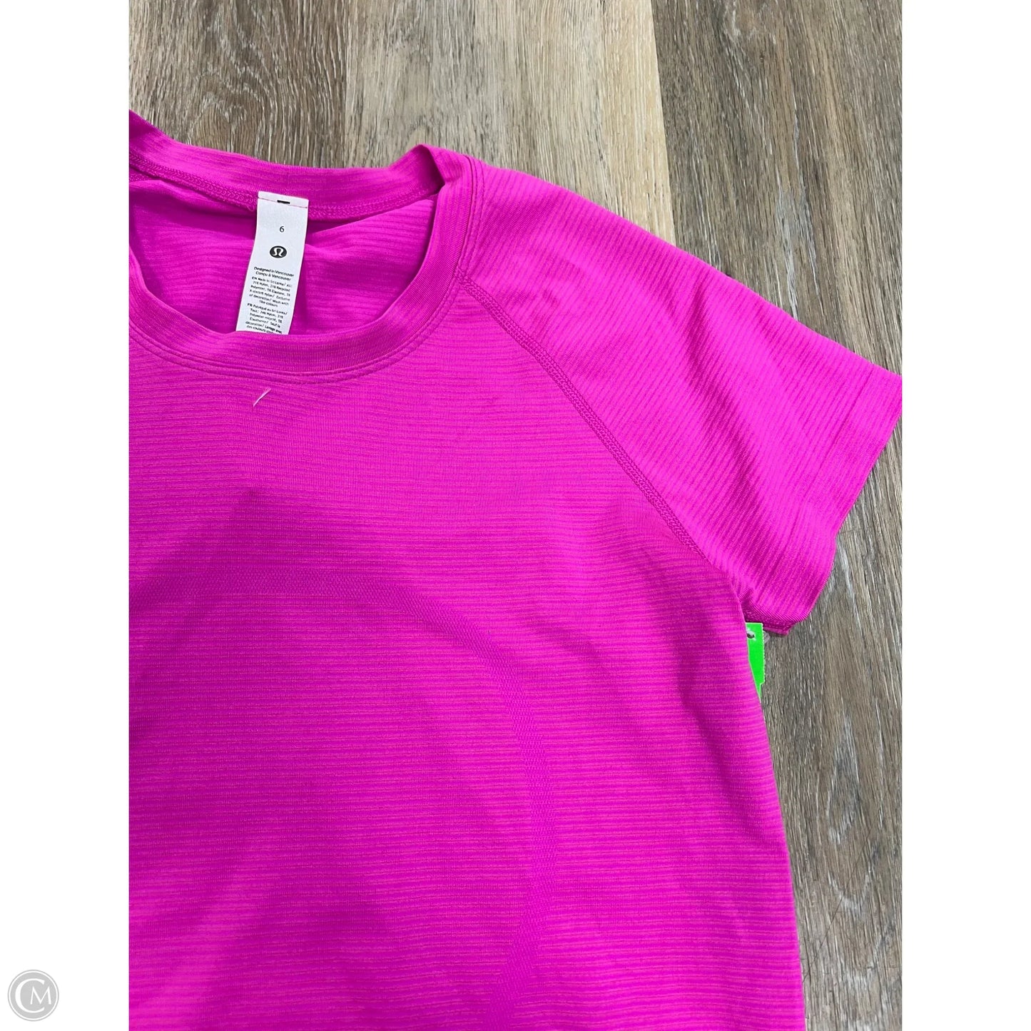 Athletic Top Short Sleeve By Lululemon In Pink, Size: 6