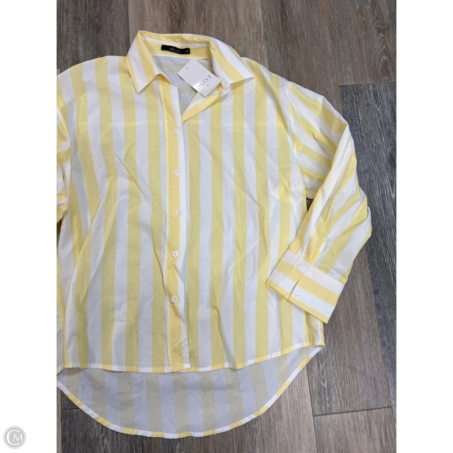 Blouse Long Sleeve By Deluc In Yellow, Size: M