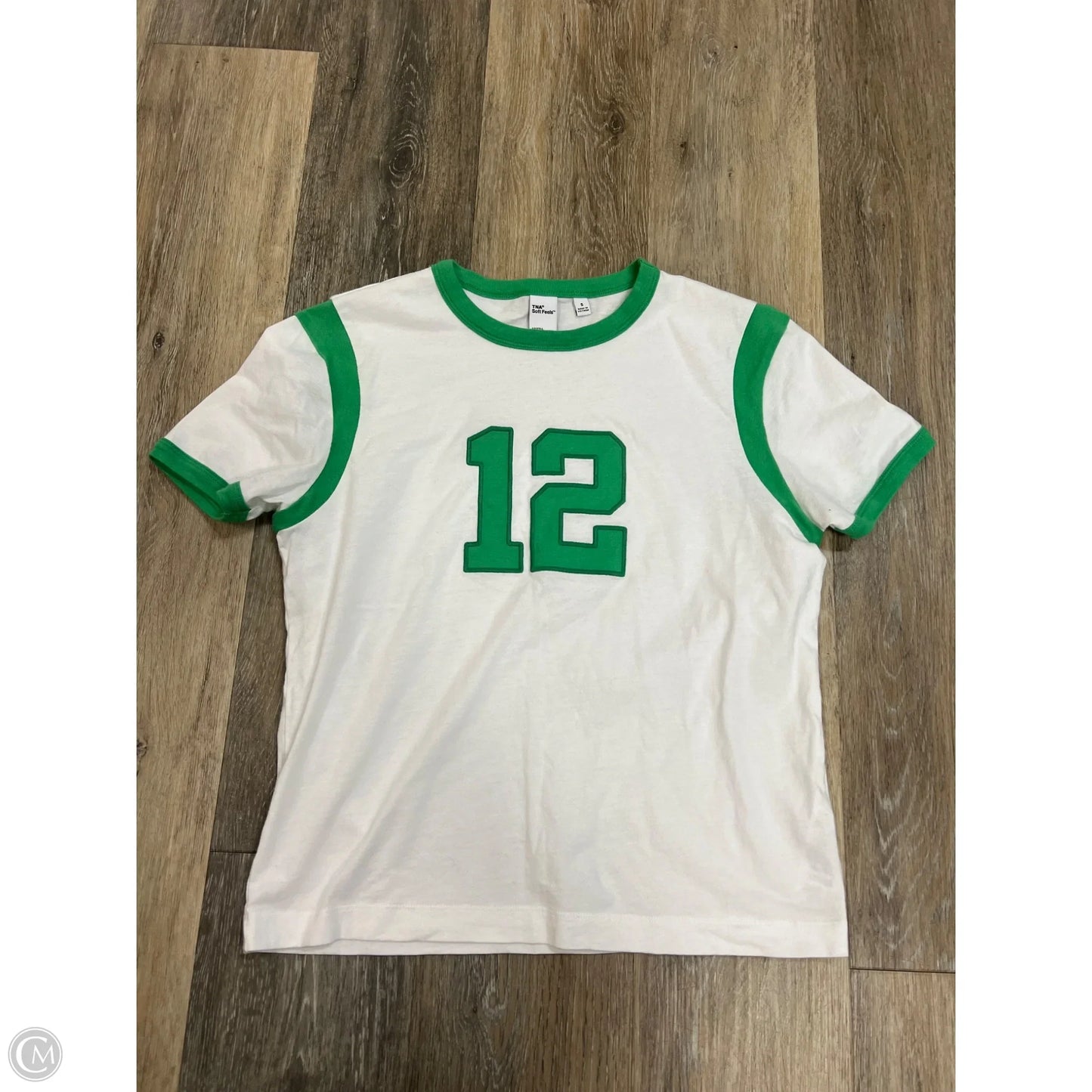 Top Short Sleeve By Tna In Green & White, Size: S