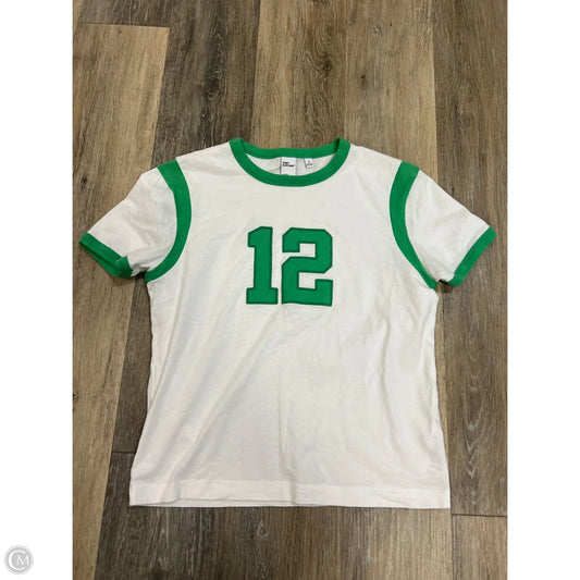 Top Short Sleeve By Tna In Green & White, Size: S