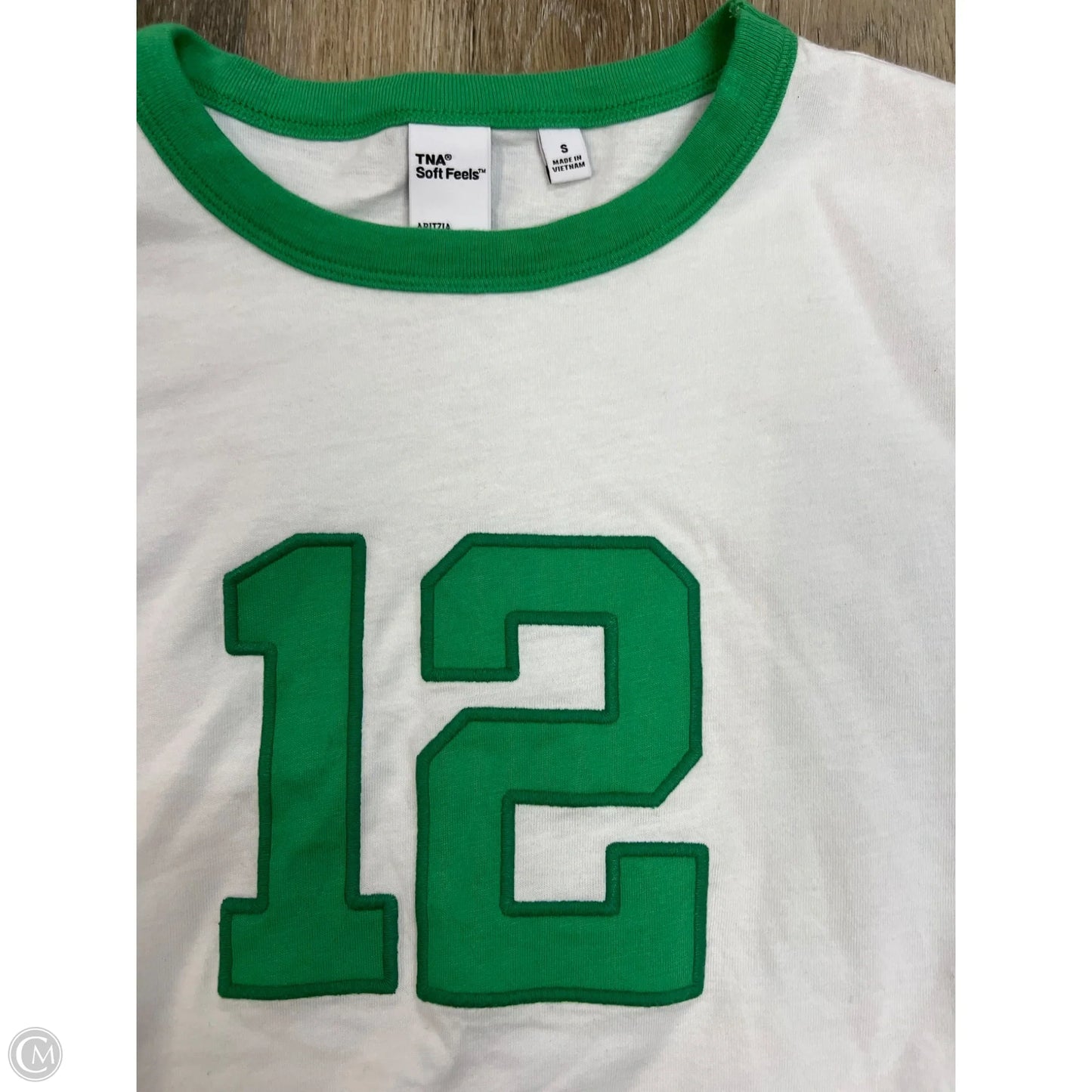 Top Short Sleeve By Tna In Green & White, Size: S