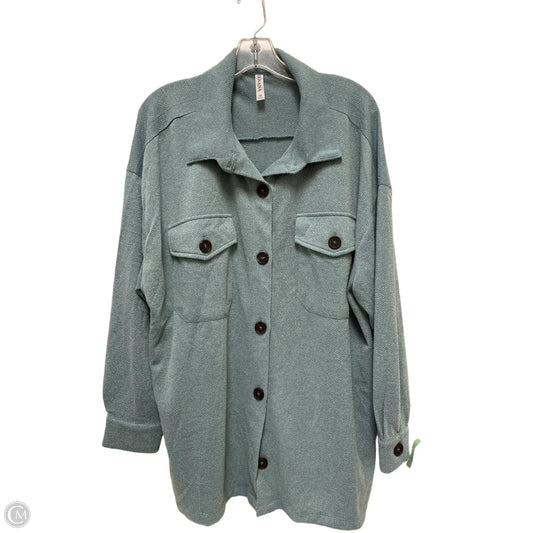 Jacket Shirt By Zenana Outfitters In Blue & Brown, Size: 1x