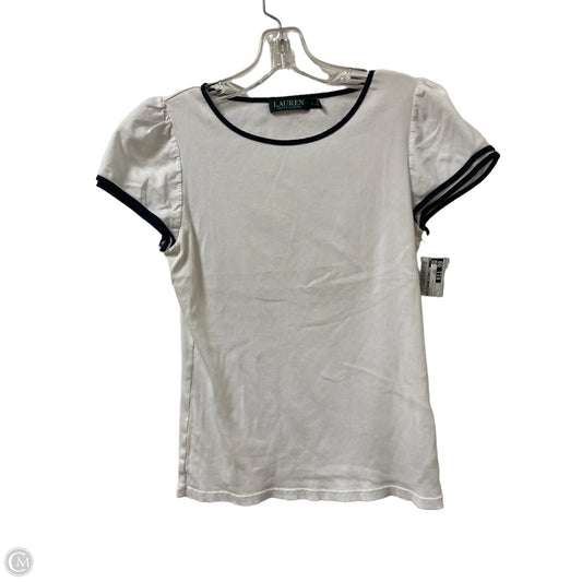 Top Short Sleeve By Lauren By Ralph Lauren In White & Yellow, Size: L