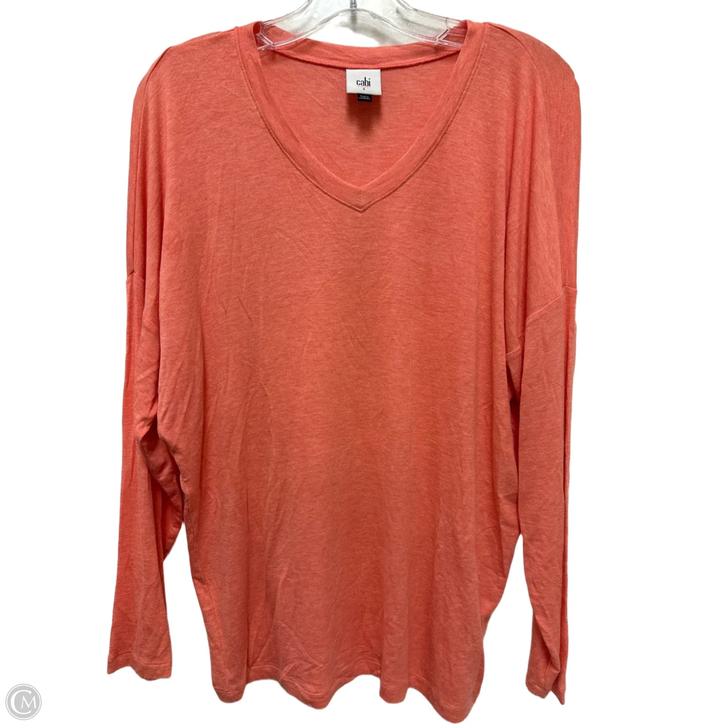 Top Long Sleeve Basic By Cabi In Orange, Size: S