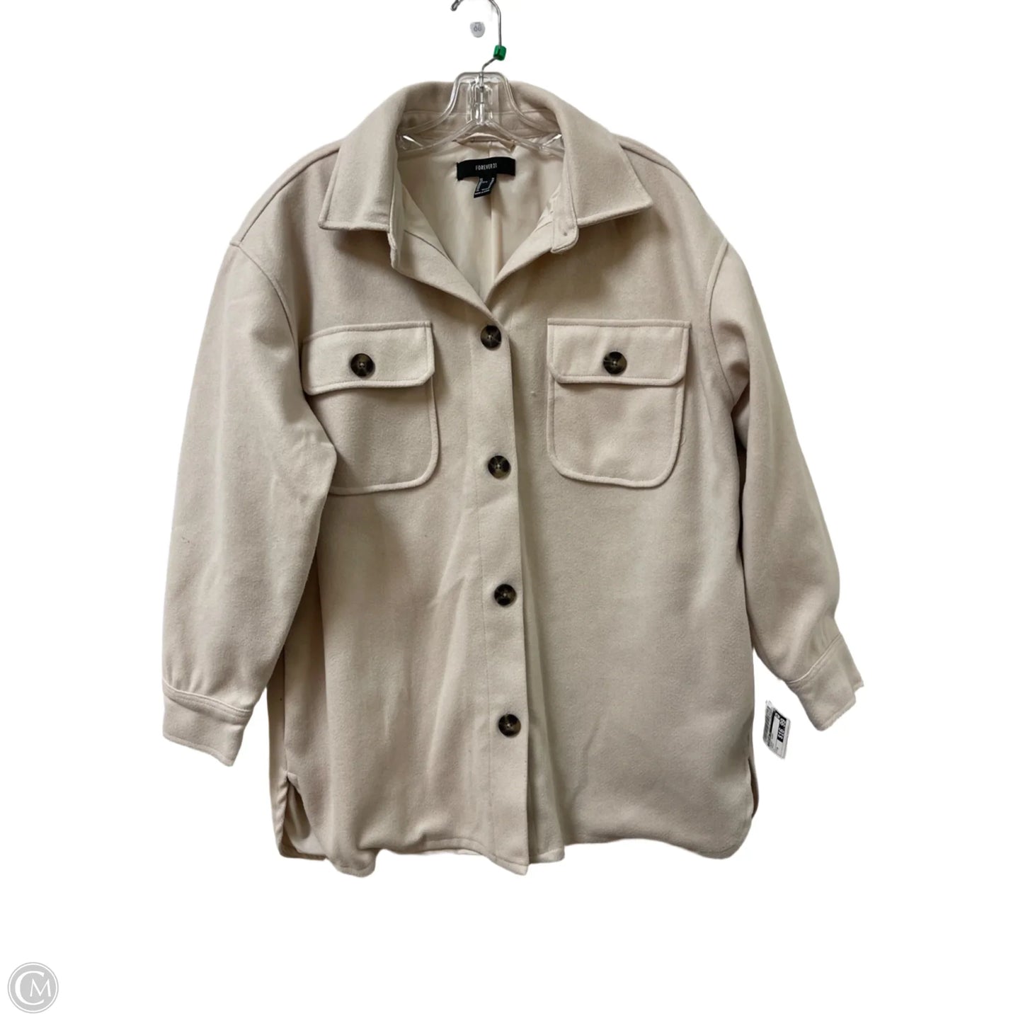 Jacket Shirt By Forever 21 In Cream, Size: M