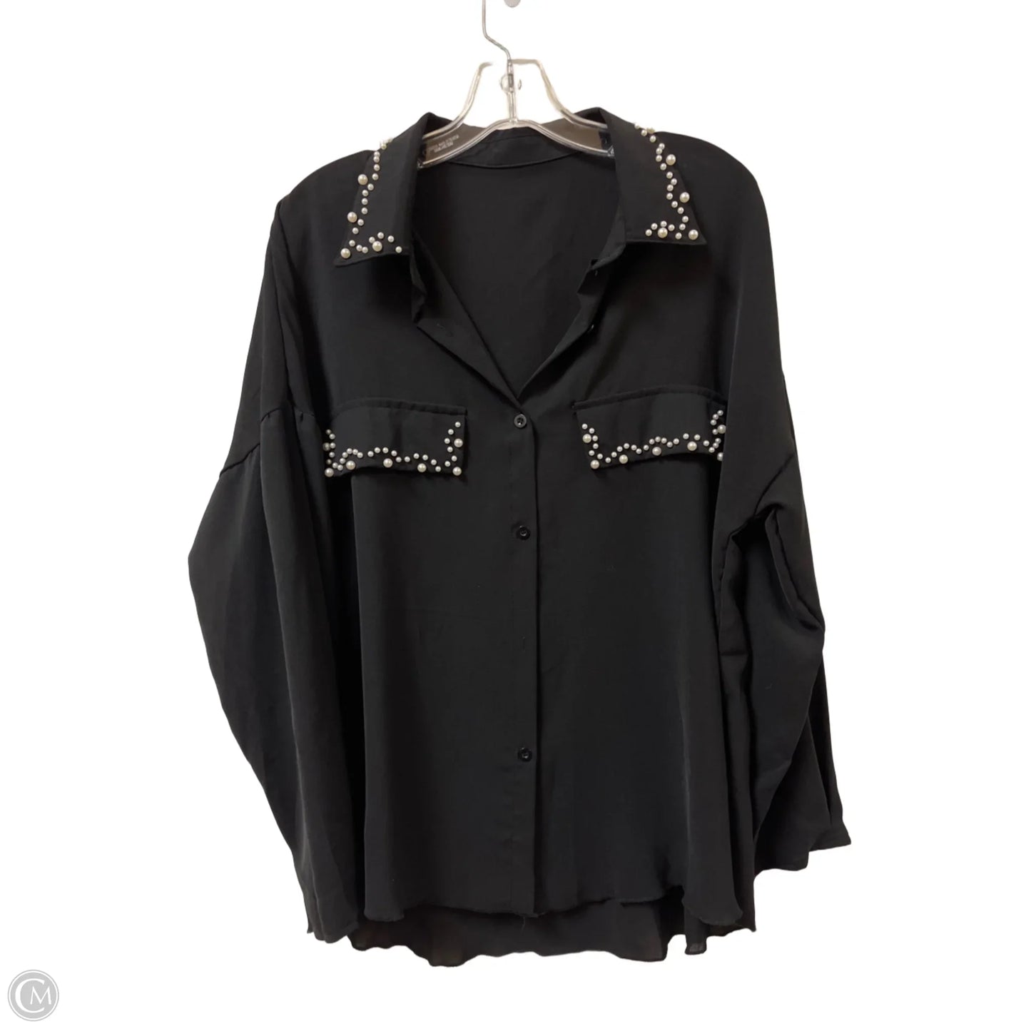 Blouse Long Sleeve By Shein In Black, Size: L