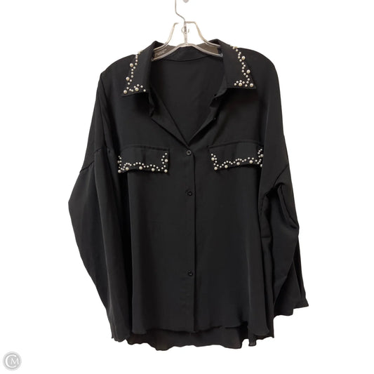 Blouse Long Sleeve By Shein In Black, Size: L