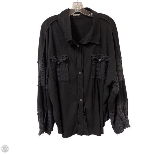 Blouse Long Sleeve By Pol In Black, Size: L