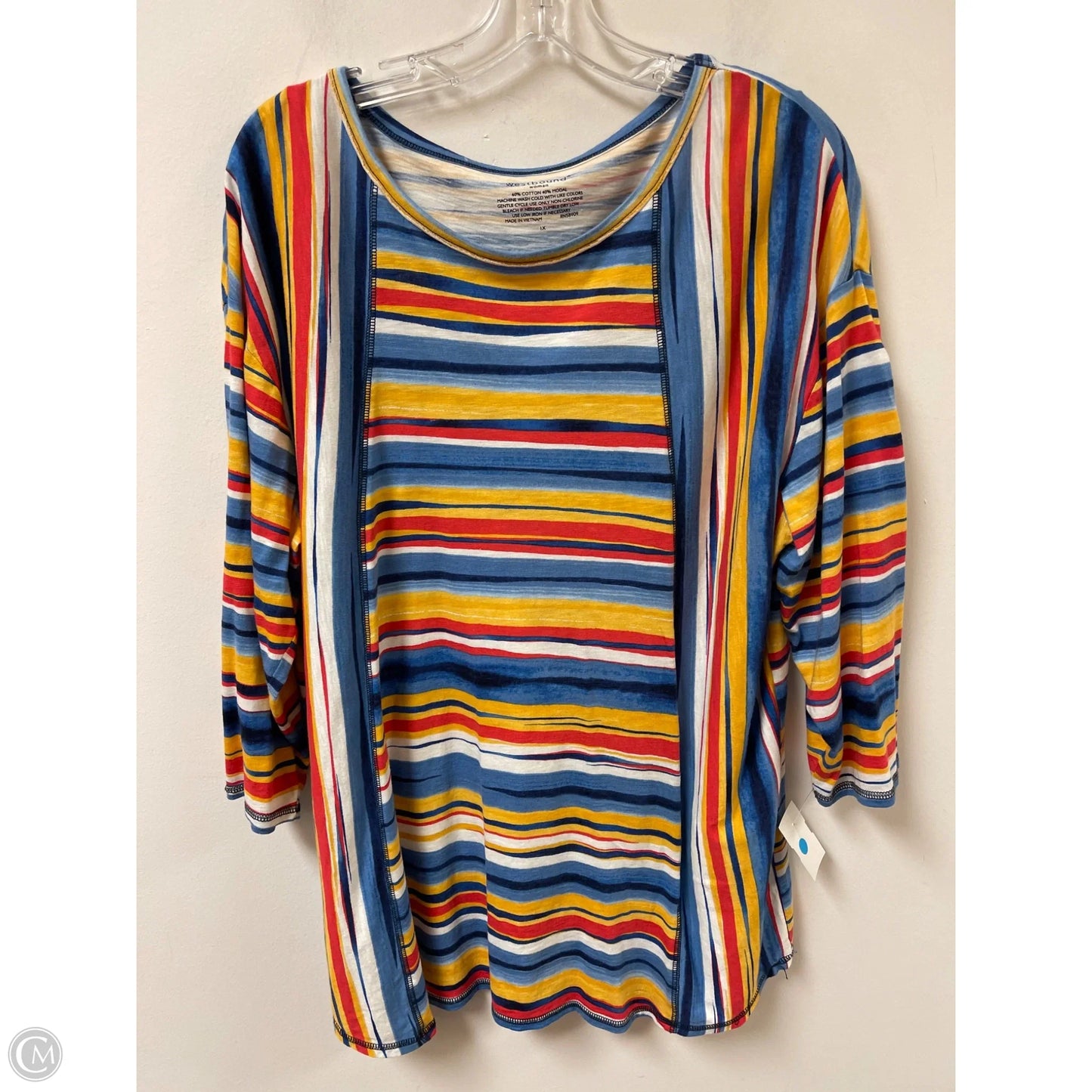 Top Long Sleeve By West Bound In Striped Pattern, Size: 1x