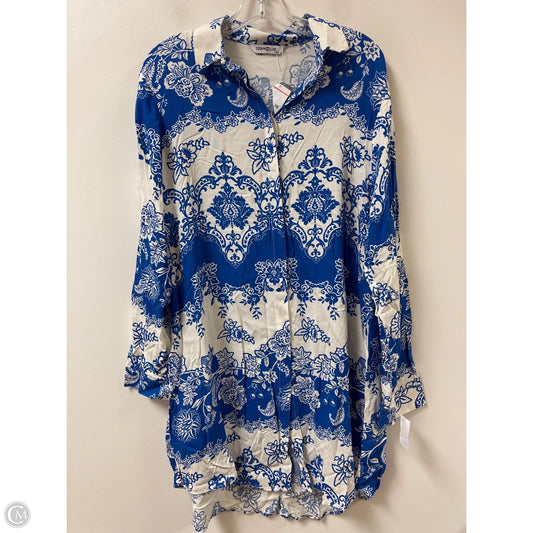 Dress Casual Midi By Clothes Mentor In Blue & White, Size: Xl