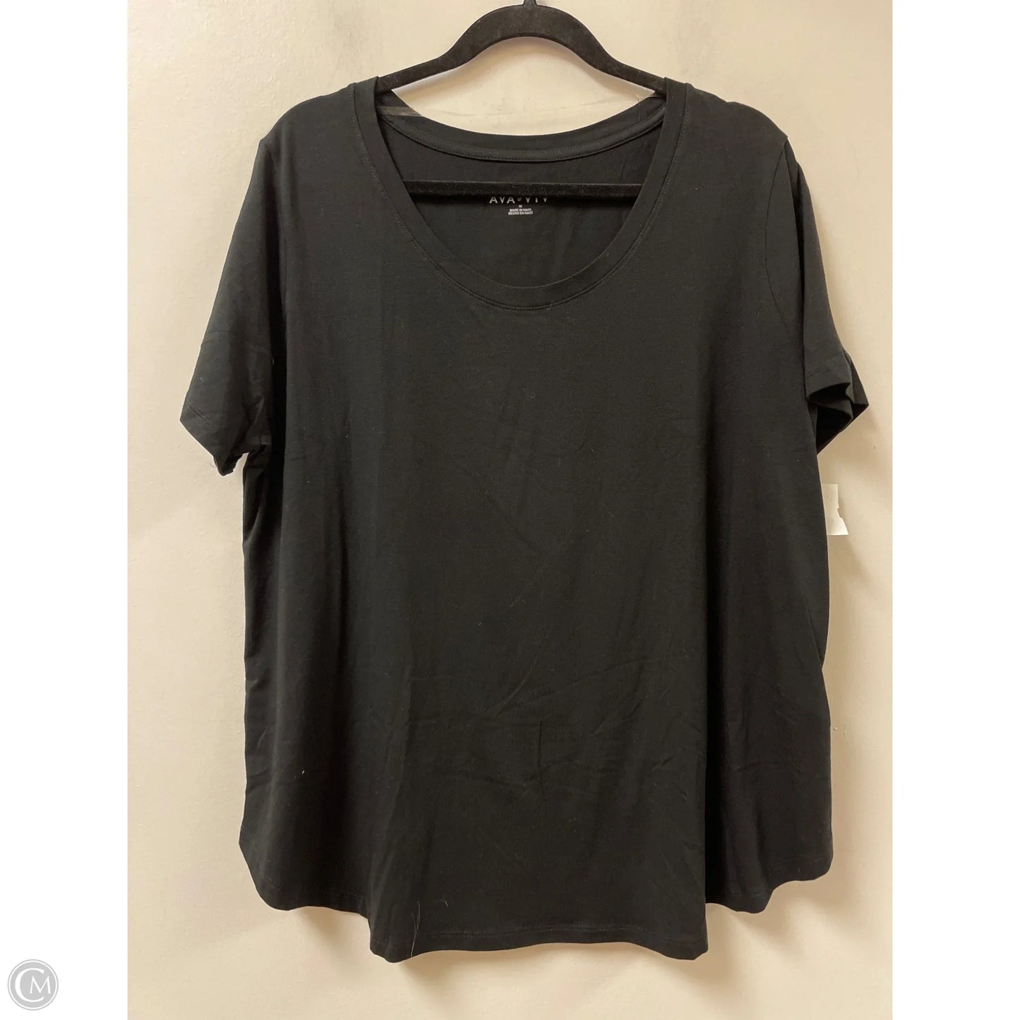 Top Short Sleeve Basic By Ava & Viv In Black, Size: 1x