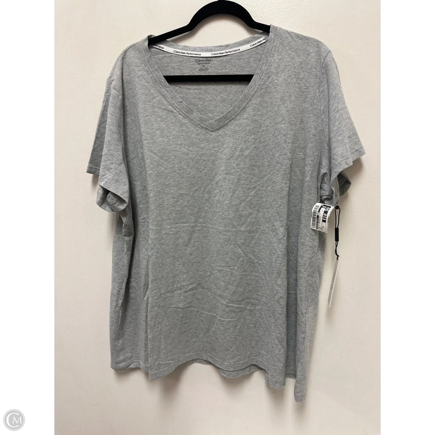 Top Short Sleeve Basic By Calvin Klein In Grey, Size: 3x