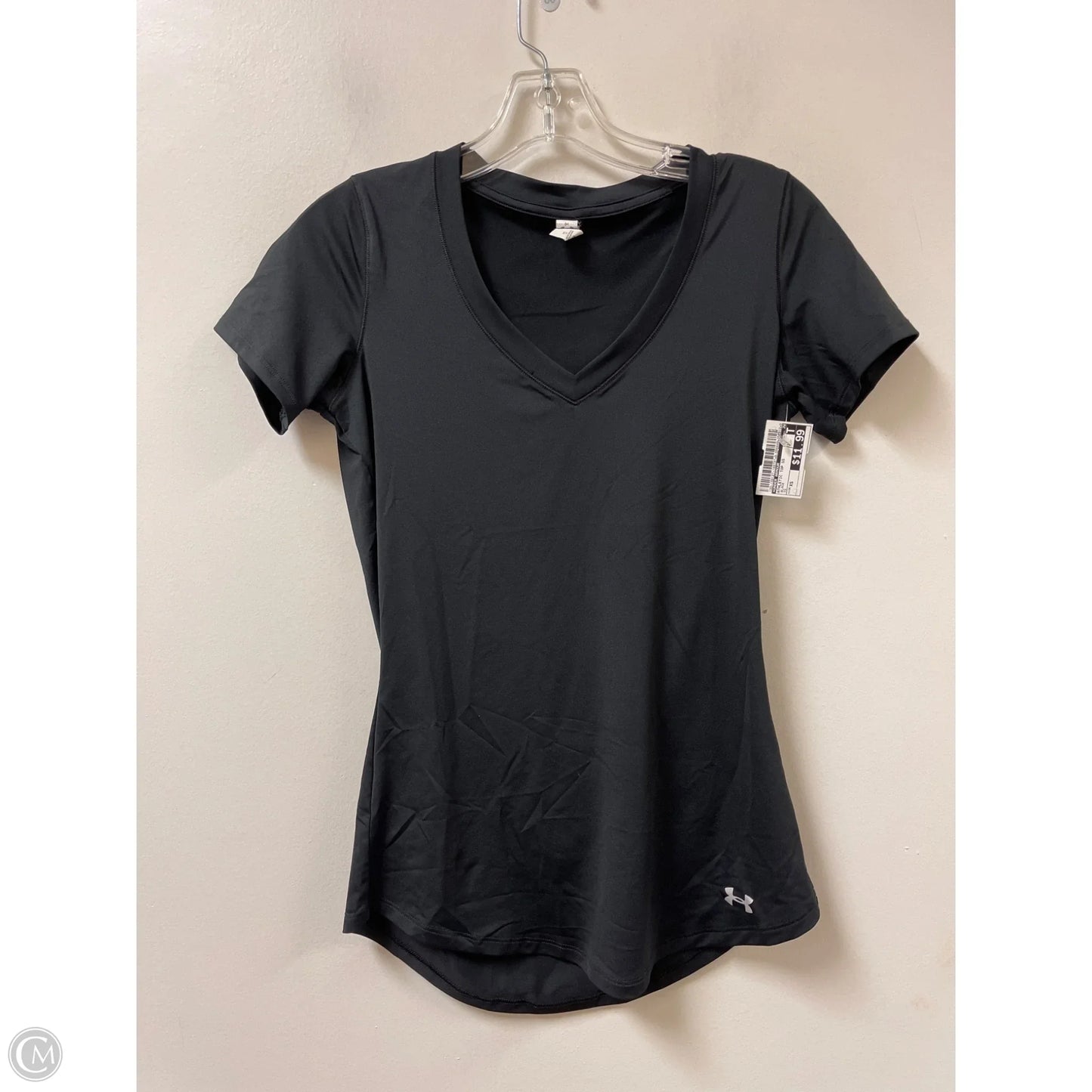 Athletic Top Short Sleeve By Under Armour In Black, Size: Xs