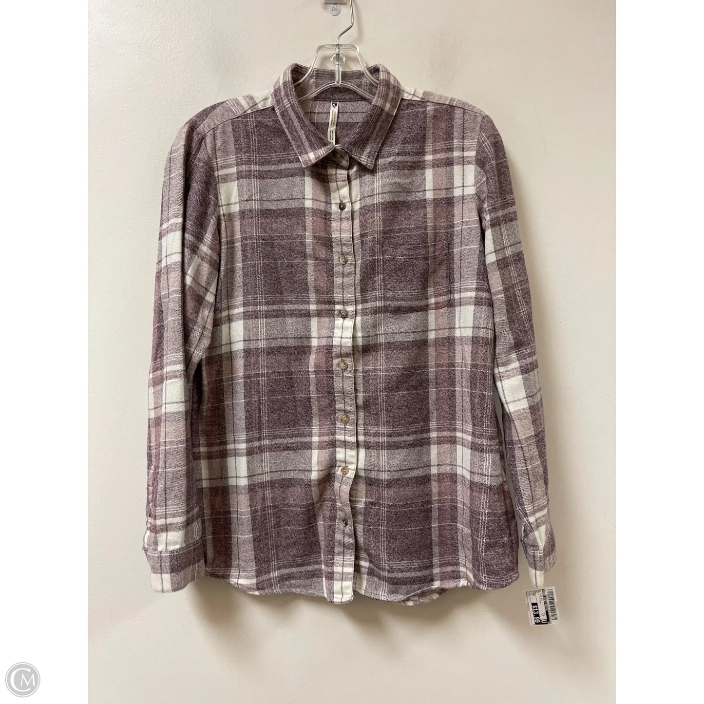Blouse Long Sleeve By Clothes Mentor In Plaid Pattern, Size: M