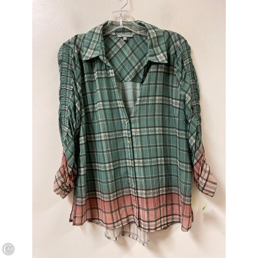 Blouse Long Sleeve By Wit & Wisdom In Plaid Pattern, Size: M
