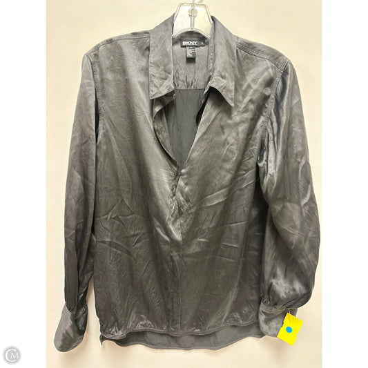 Blouse Long Sleeve By Dkny In Grey, Size: M