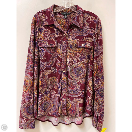 Blouse Long Sleeve By Ralph Lauren In Maroon, Size: Xl