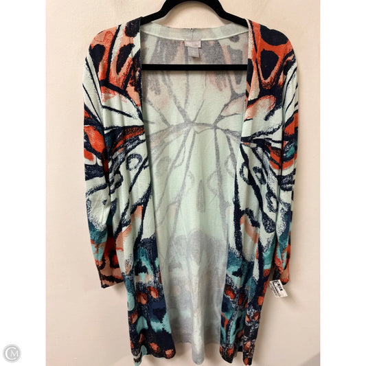 Sweater Cardigan By Chicos In Green, Size: L