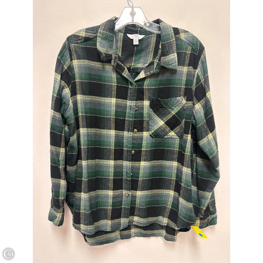 Blouse Long Sleeve By Time And Tru In Green, Size: Xl