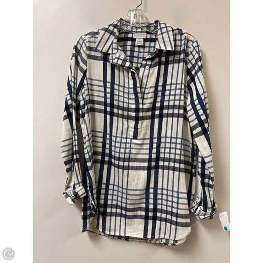 Top Long Sleeve By Liz Claiborne In Blue & Cream, Size: S