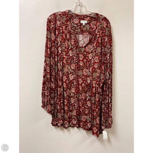 Top Long Sleeve By Zac And Rachel In Red, Size: 3x