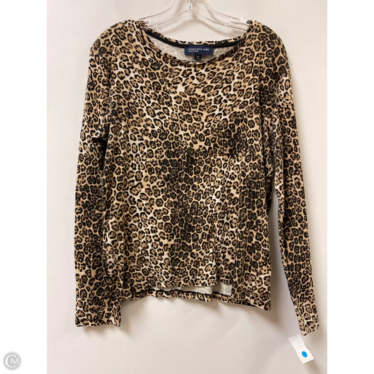 Top Long Sleeve By Jones New York In Leopard Print, Size: Xl